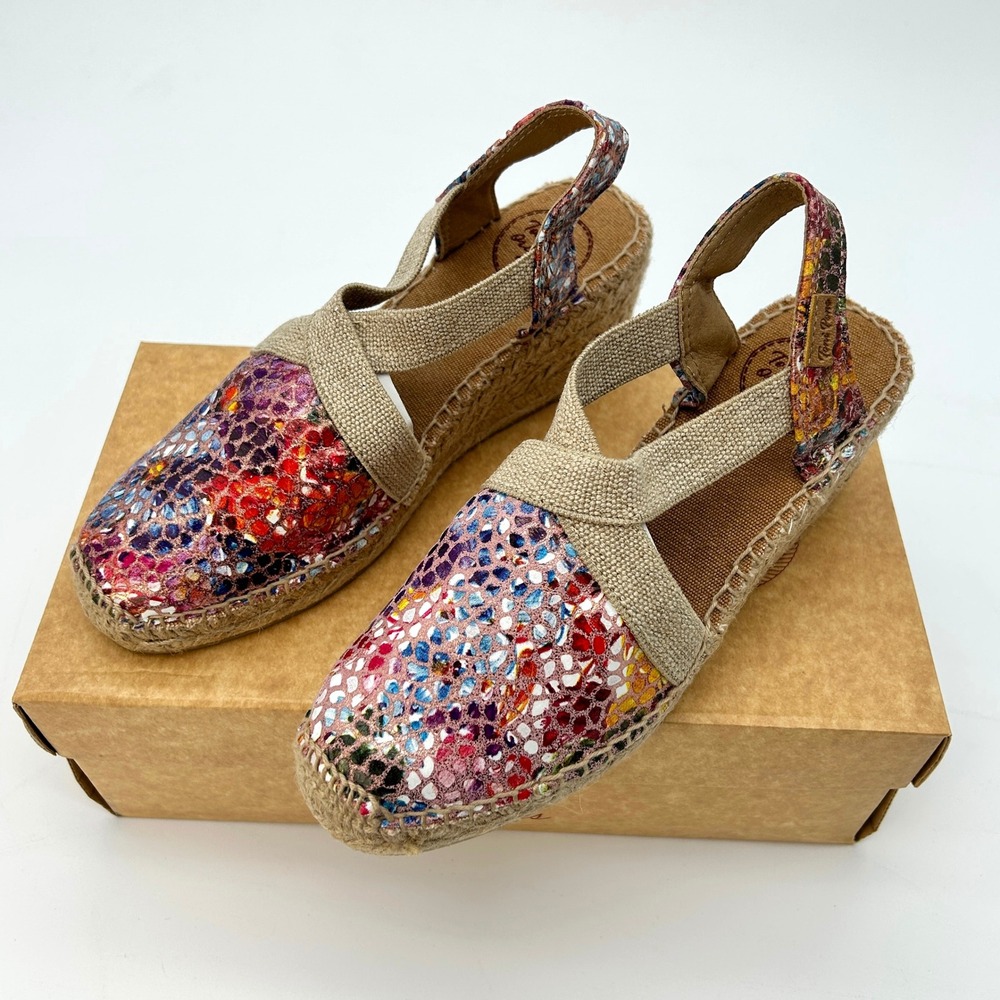 Wedge Espadrille Sandals Toni Pons Telva Womens Sz 6.5 Colorful Floral Print NEW - Picture 6 of 7